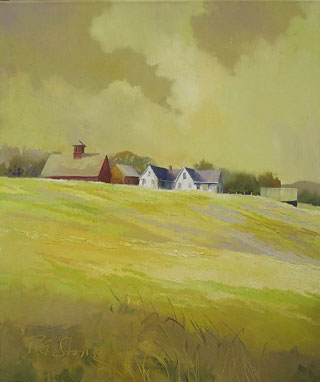Vermont Farm in Yellow oil on canvas by Paul Stone artist